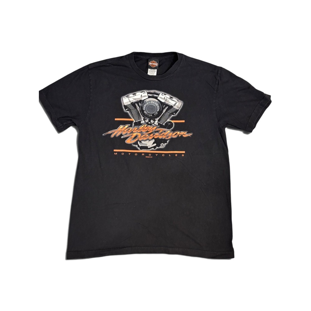 Harley Davidson Atlantic City NJ Engine Graphic T-Shirt Black Mens Large USA